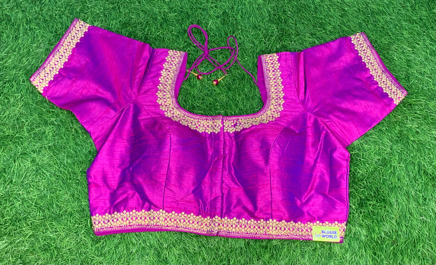 Purple dual shade blouse embroidery work