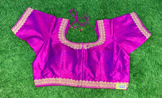 Purple dual shade blouse embroidery work