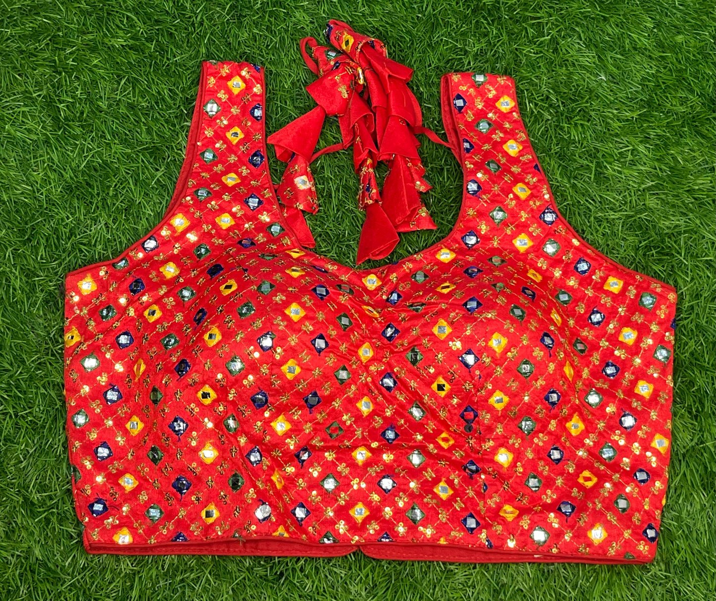 Red multicolour with hands