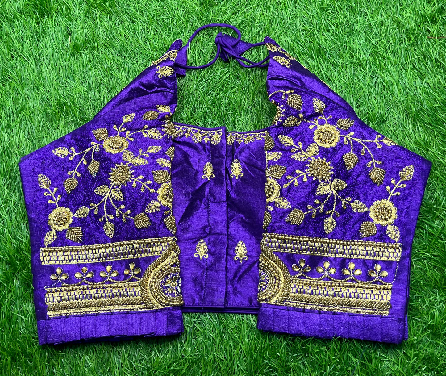 Purple heavy work with frills design