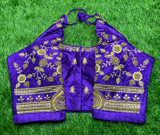 Purple heavy work with frills design