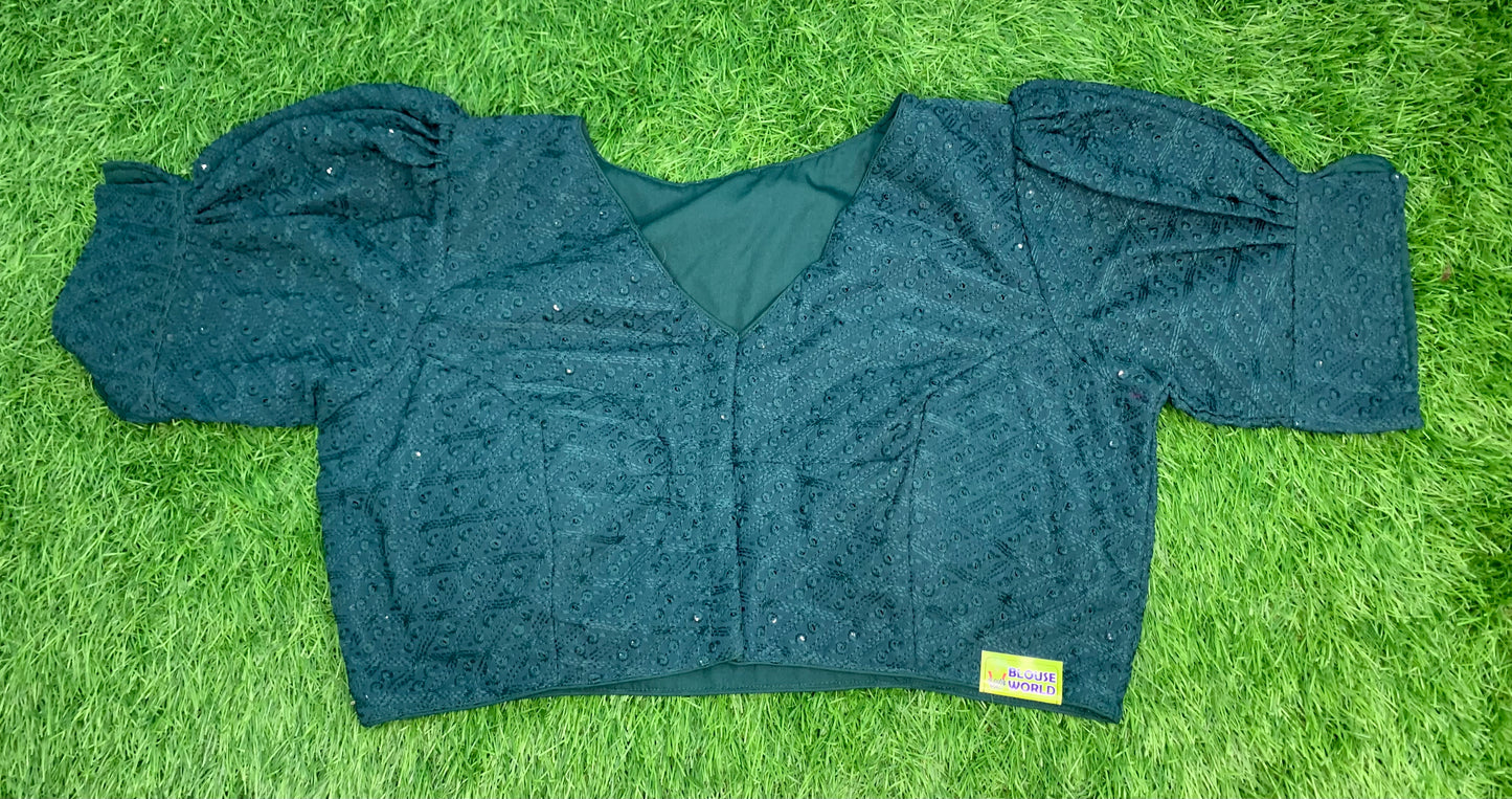 Thread work sequence puff hands blouse
