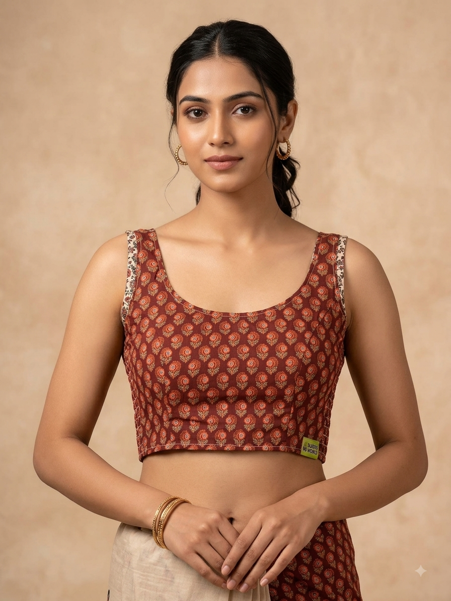 2-in-1 kalmkari blouse side Strectable sleeveless blouse 👚