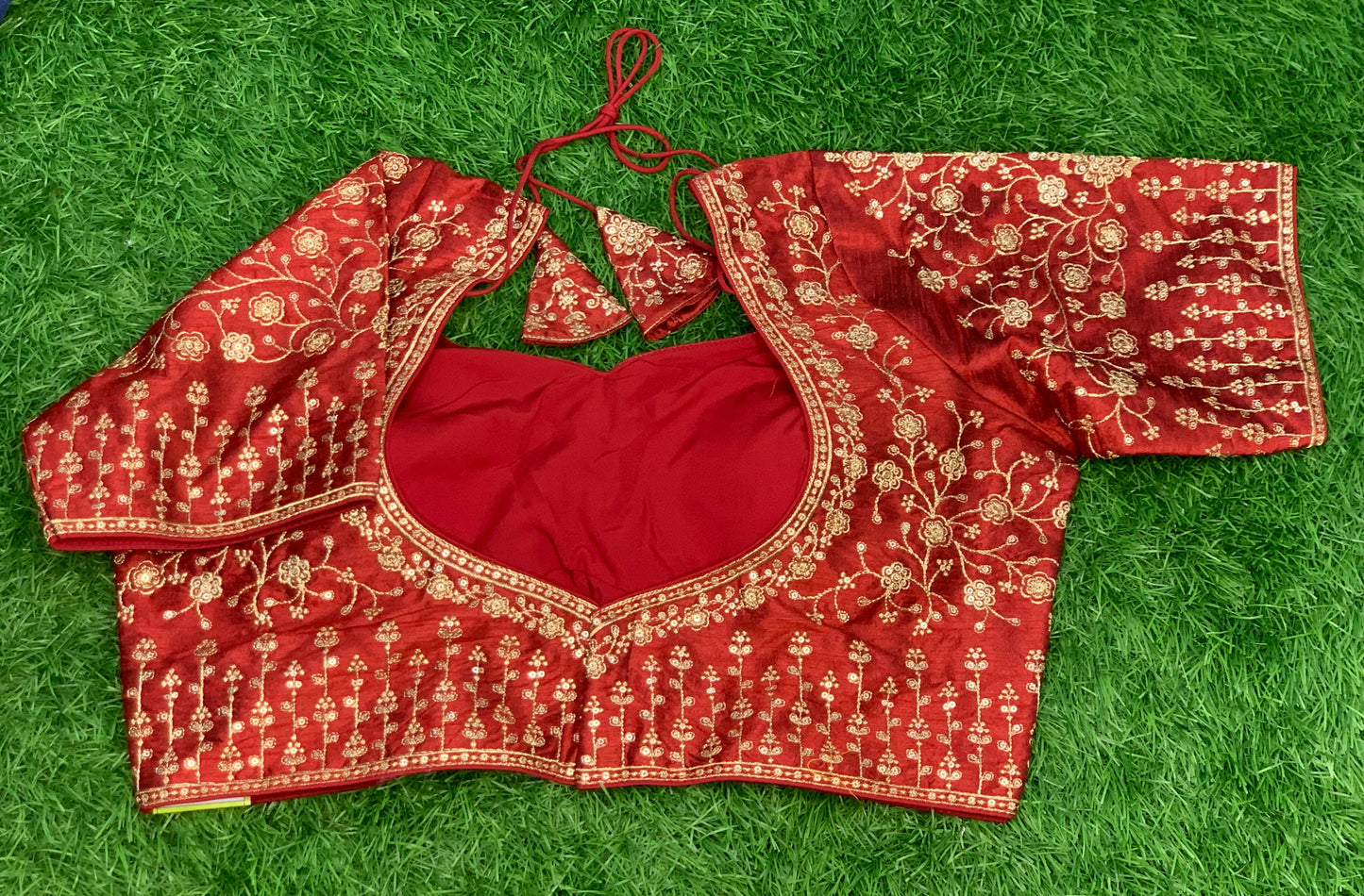 Marron colour embroidery work