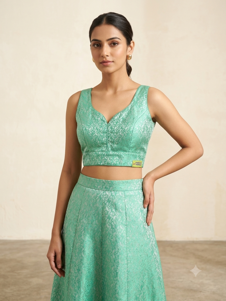 Sleeveless banaras blouse(inside hands available)