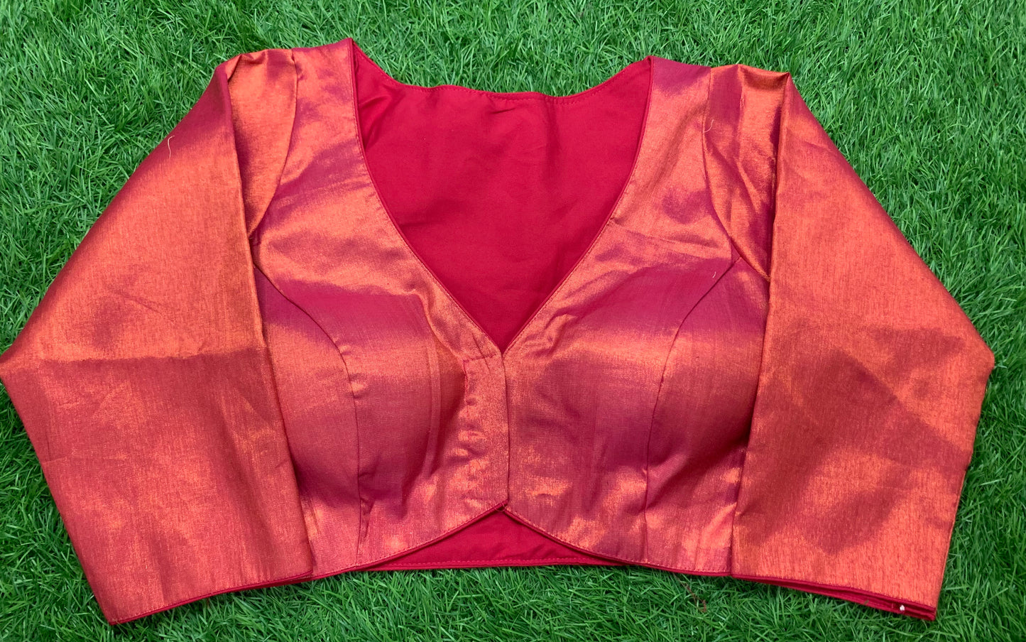 Red tissue high neck full hands 🙌 👚 blouse