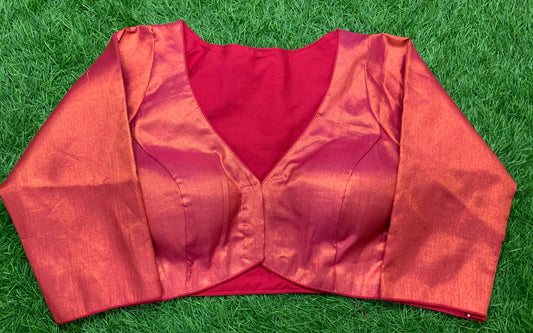 Red tissue high neck full hands 🙌 👚 blouse