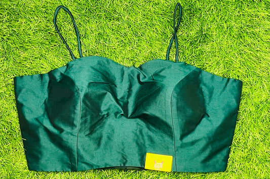 Bottle green noodle strap sleeveless blouse