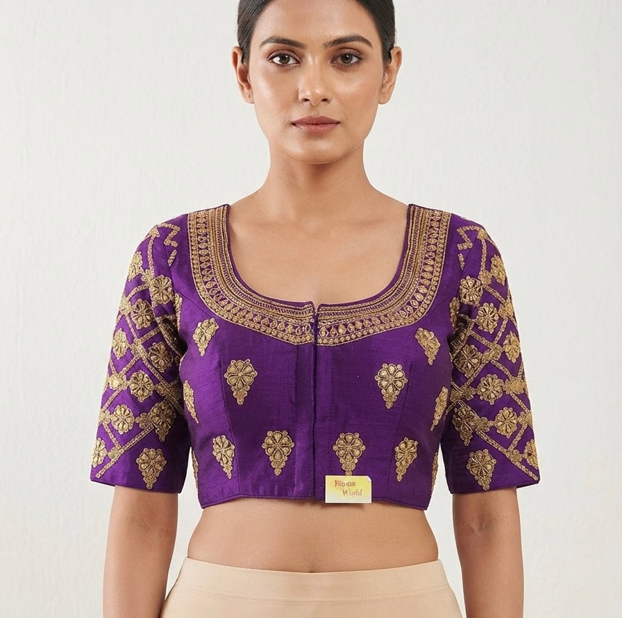 Purple maggam work blouse