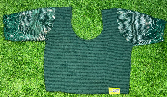 Fancy Strectable green colour XXL size blouse