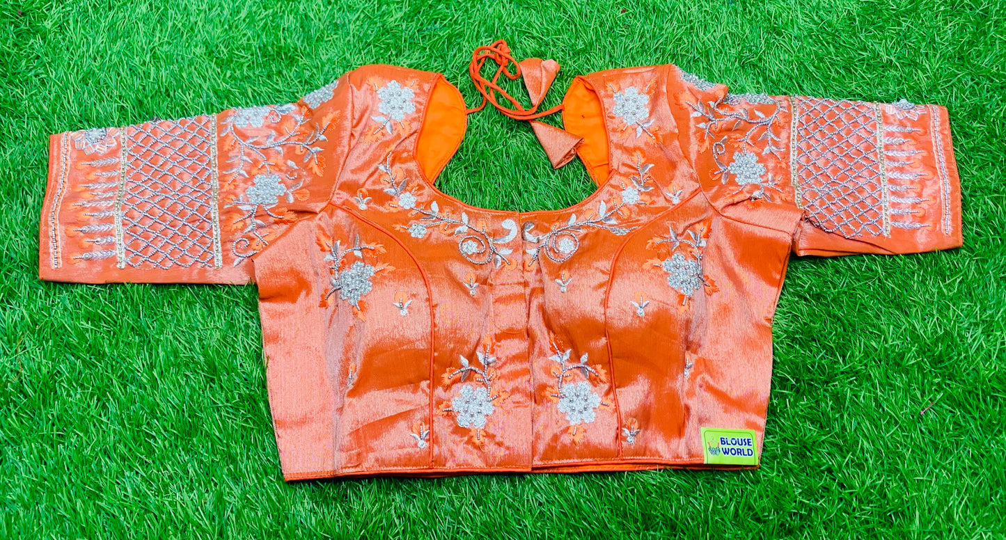 Orange 🍊 tissue thread 🧵 work blouse 👚