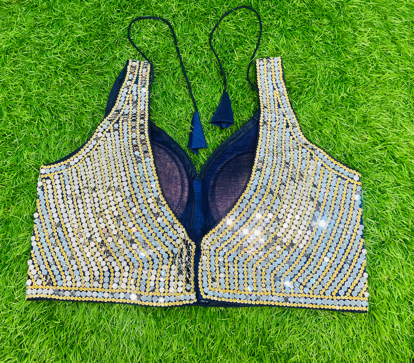 Navy blue mirror blouse