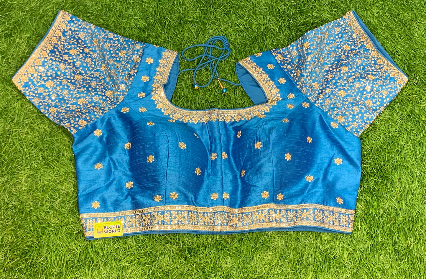 Sky blue patti work heavy blouse