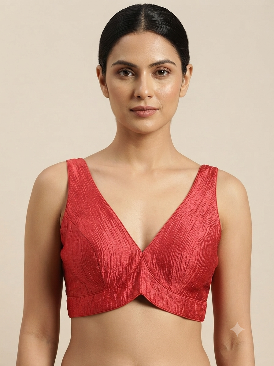 Red colour crush cloth sleeveless blouse 👚