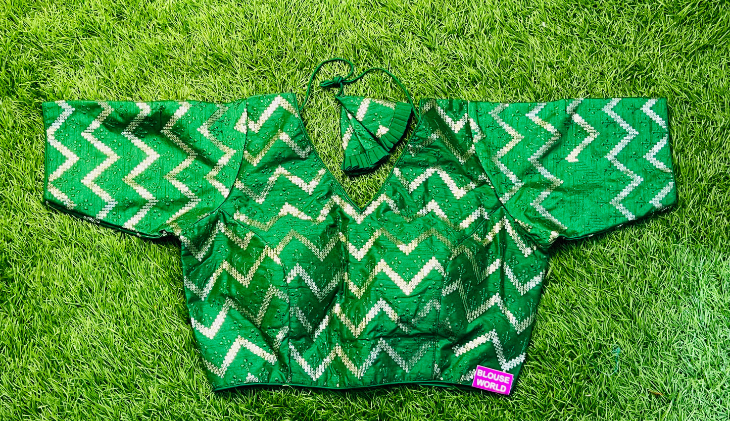 Bottle green fancy design sequence blouse