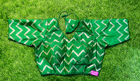 Bottle green fancy design sequence blouse