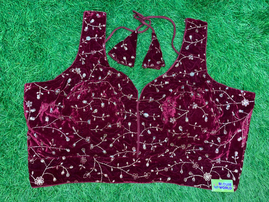Marron velvet with hands blouse