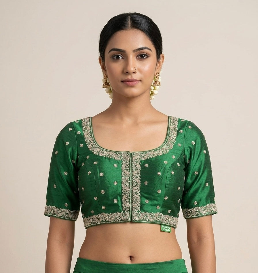 Silver heavy embroidery blouses