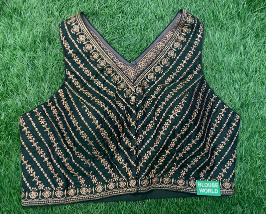 Bottle green sleeveless blouse