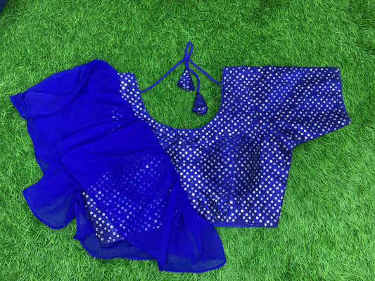 Royal blue frills blouse