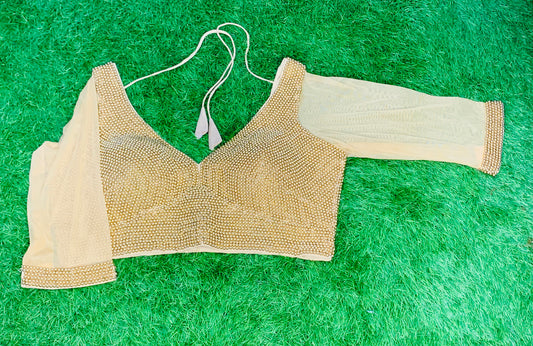 Golden Pearl blouse with net hands