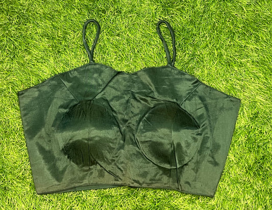 Bottle green noodle 🍜 strap sleeveless blouse