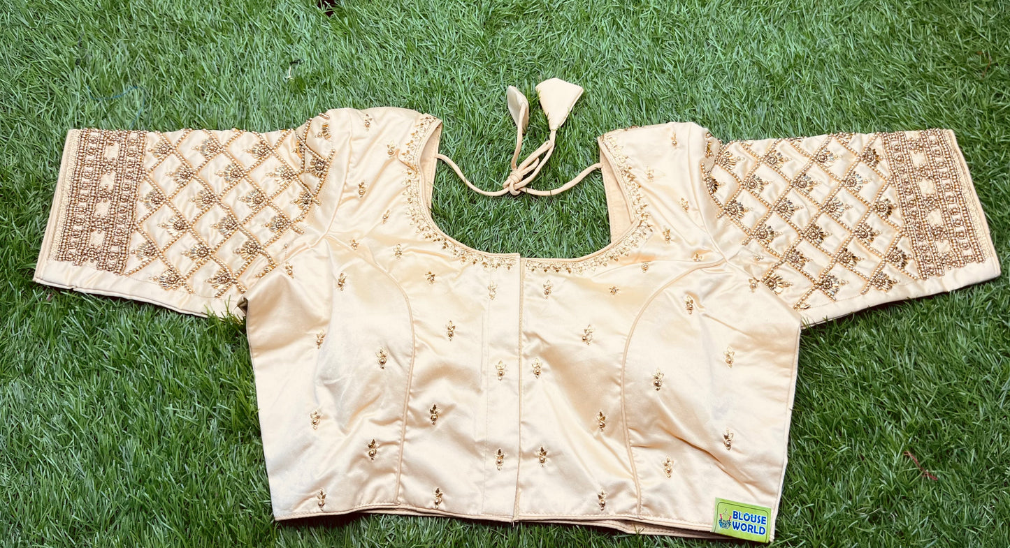 cream 🍨 colour heavy hand work blouse 👚