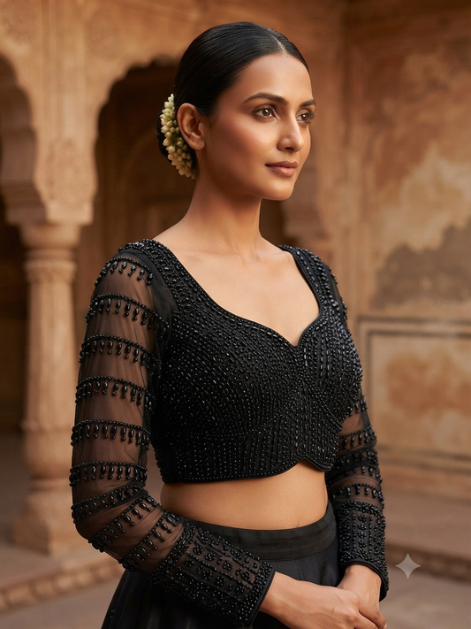 Premium designer black full sleeve Blouse 👚