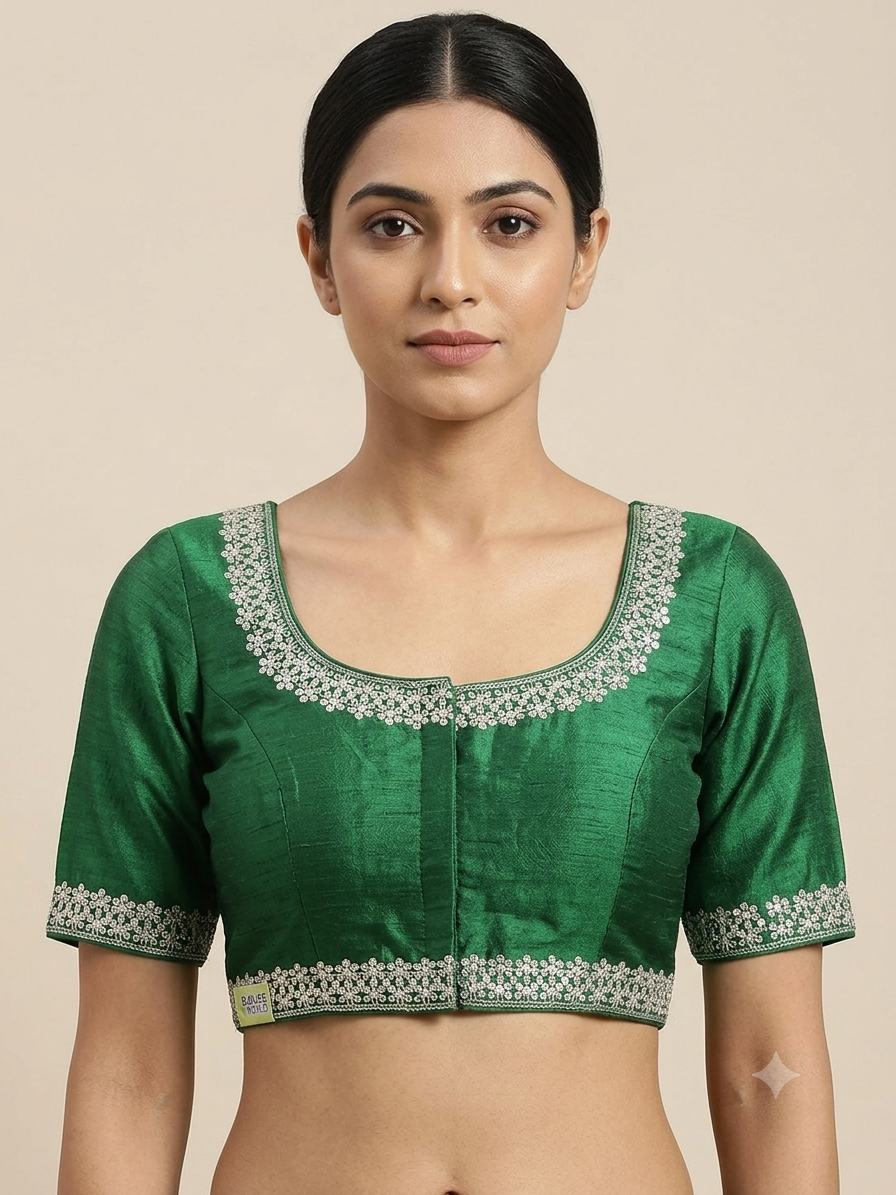 Silver embroidery work blouse