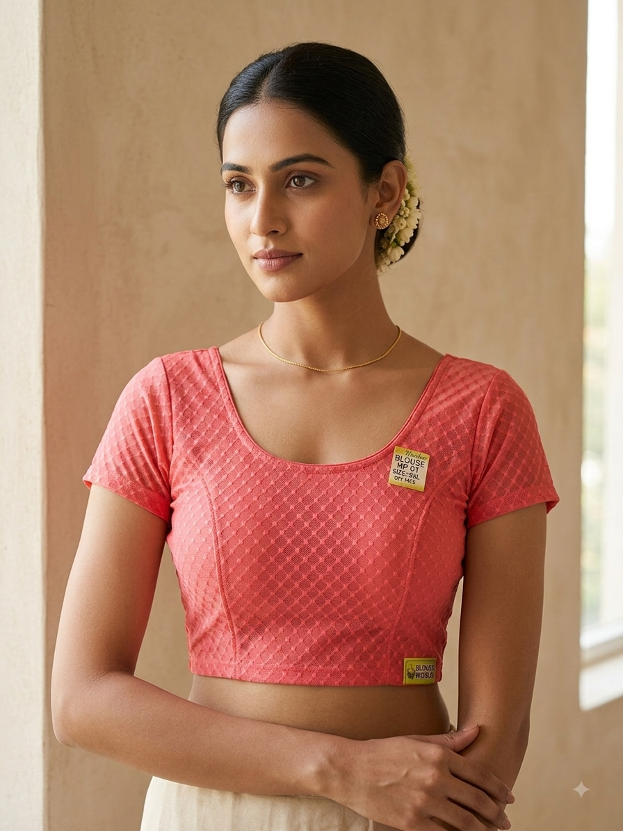 Coral pink stretchable blouse