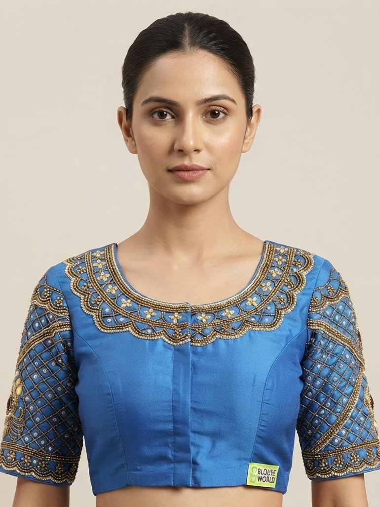 Blue maggam work design