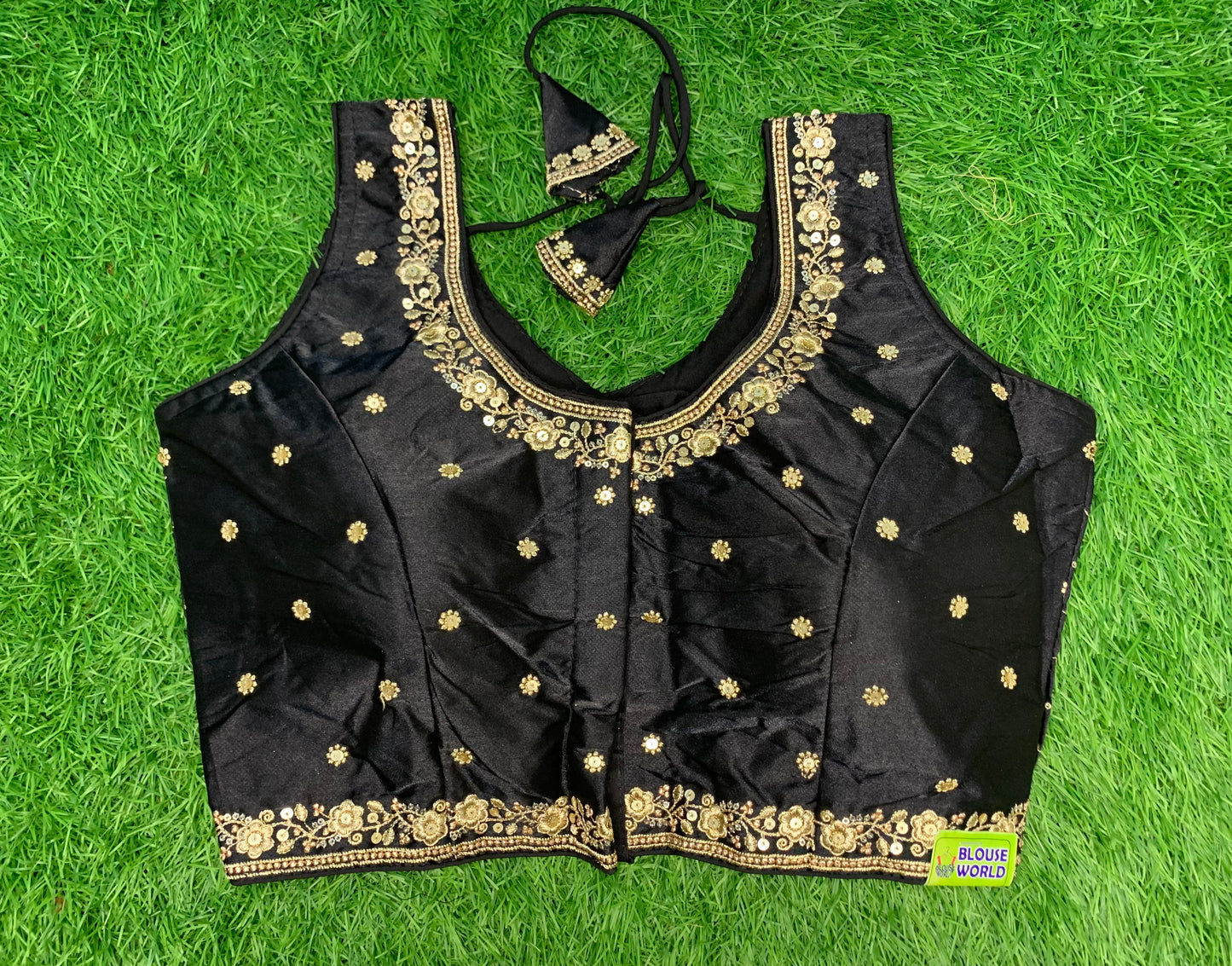 Black colour with sleeve fancy blouse