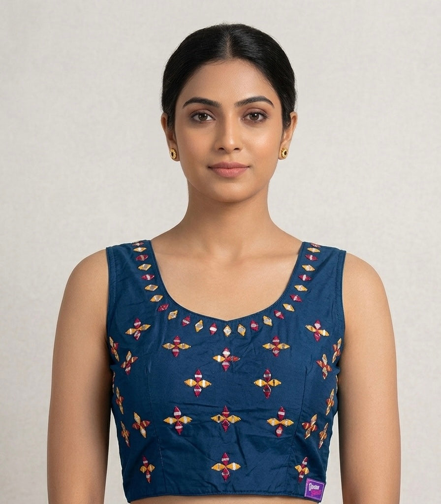 Navratri mirror work with hands blouse