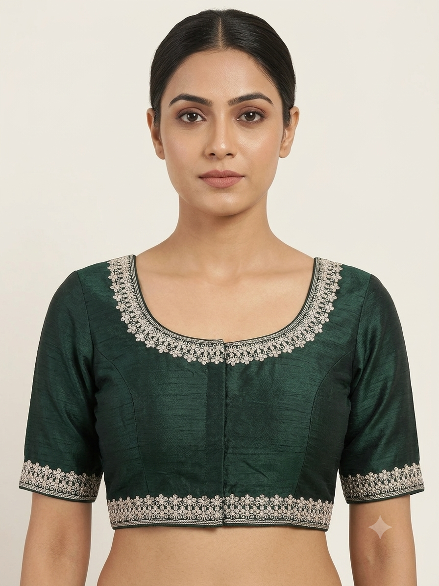 Silver embroidery work blouse