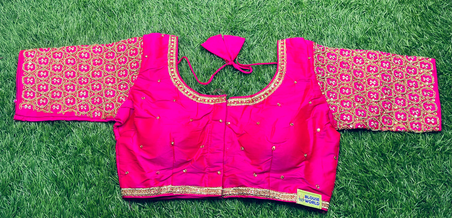 Hot 🥵 pink 💕 paati work maggam work blouse