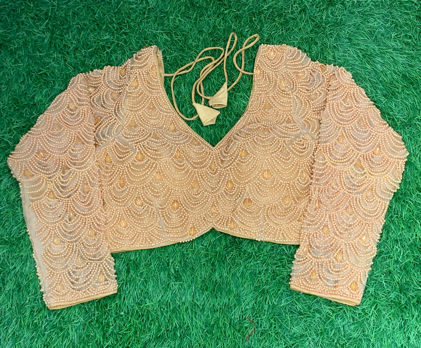 Golden full hands Pearl blouse