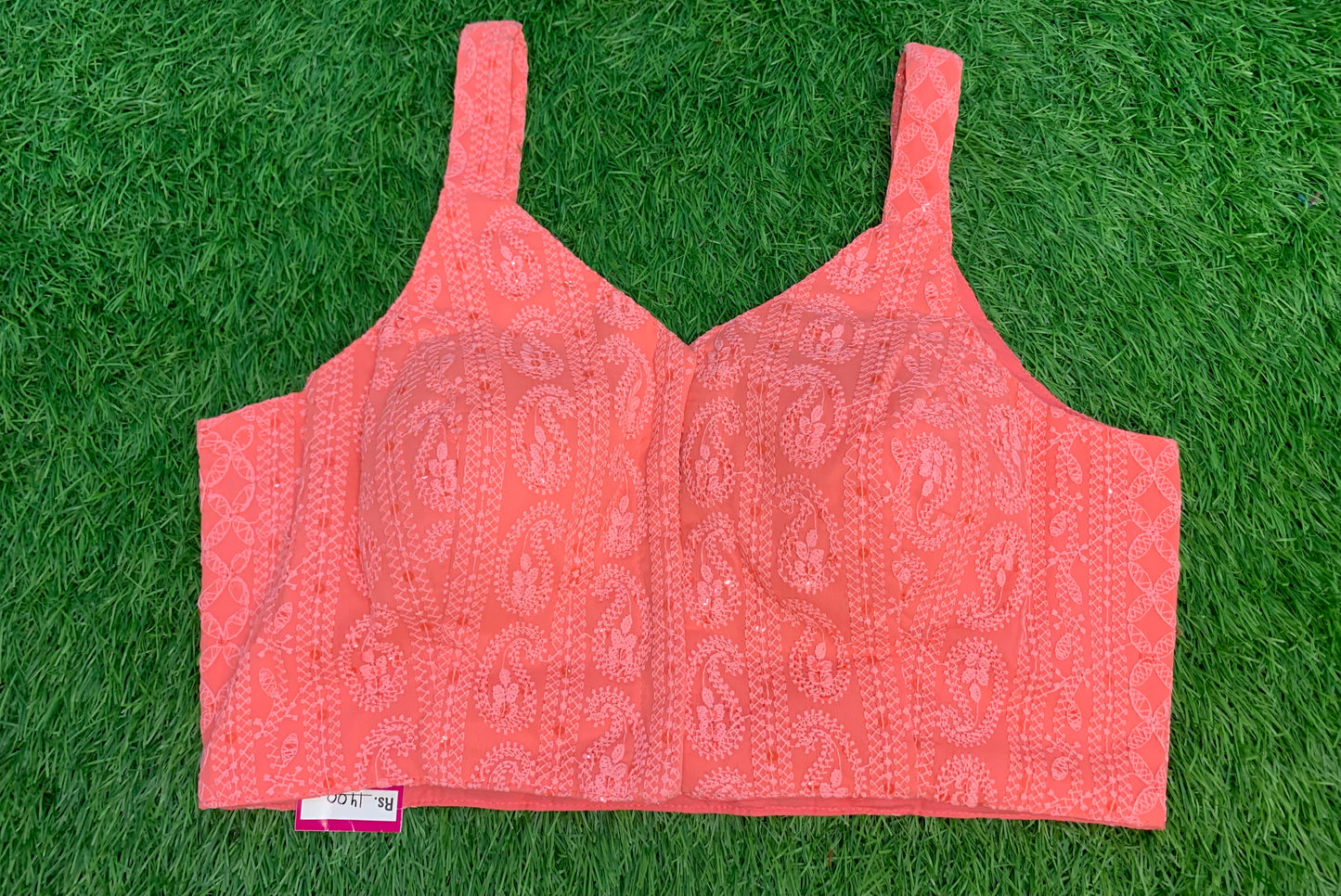 Chikan work spaghetti sleeveless blouse ￼