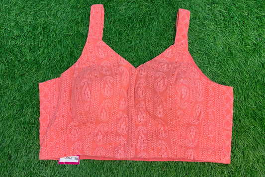 Chikan work spaghetti sleeveless blouse ￼
