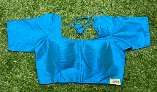 Sky blue elbow front hooks blouse 👚