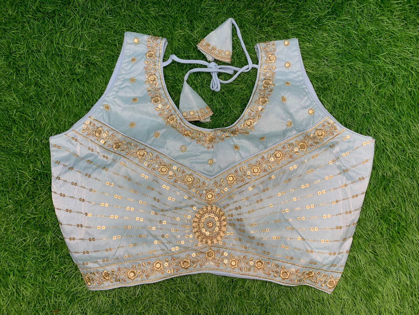 Light blue fancy blouse with hands