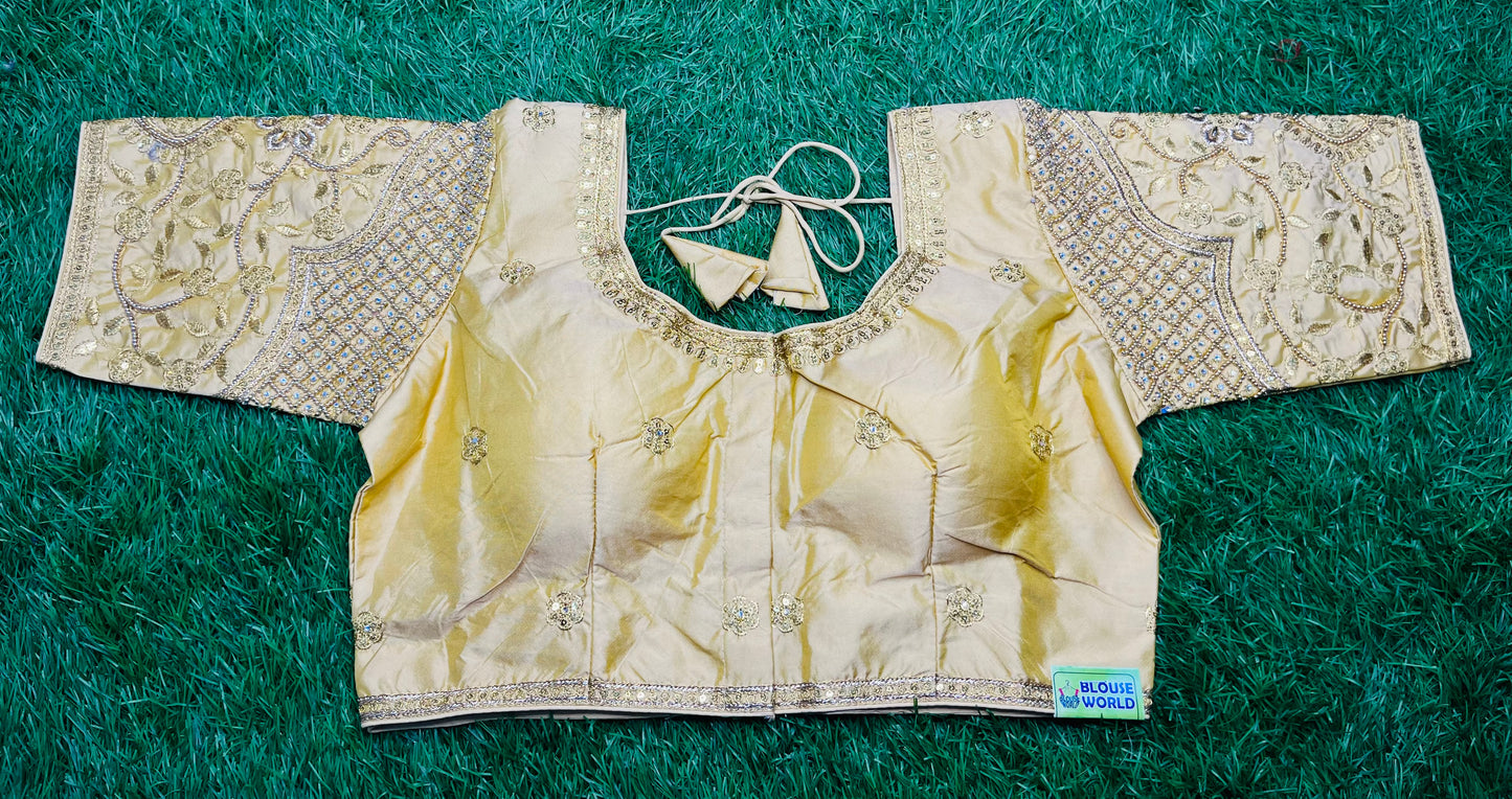 Golden thread 🪡 work with stone work blouse