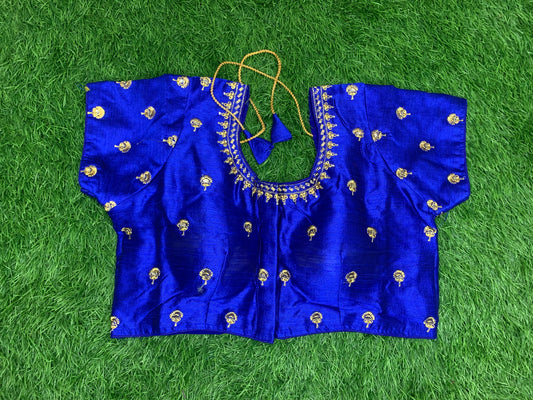 Royal blue embroidery blouse