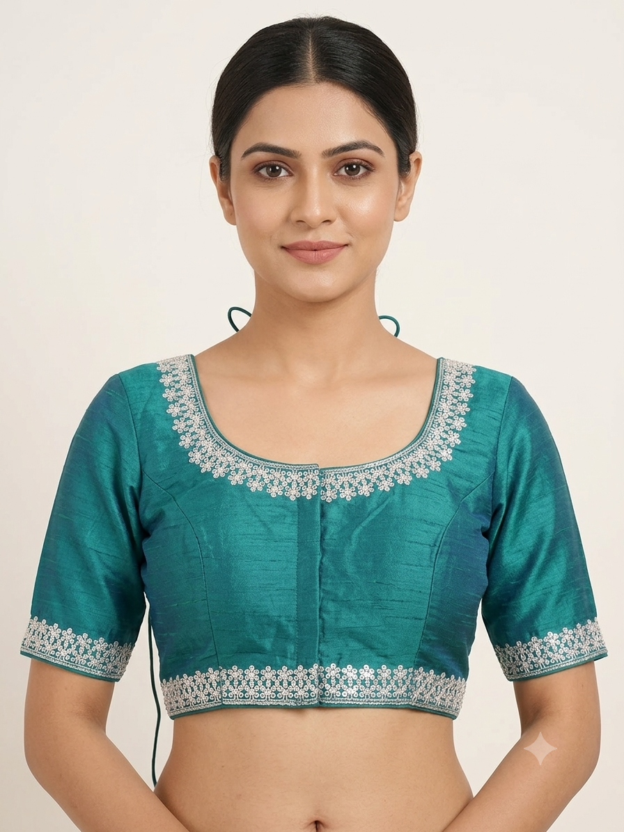 Silver embroidery work blouse