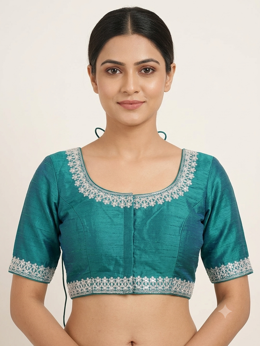 Silver embroidery work blouse