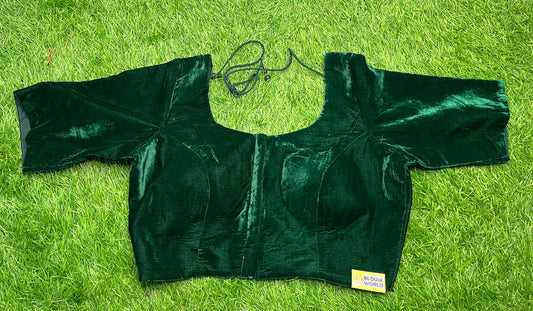 Bottle green velvet plain with hands blouse 👚 plus size