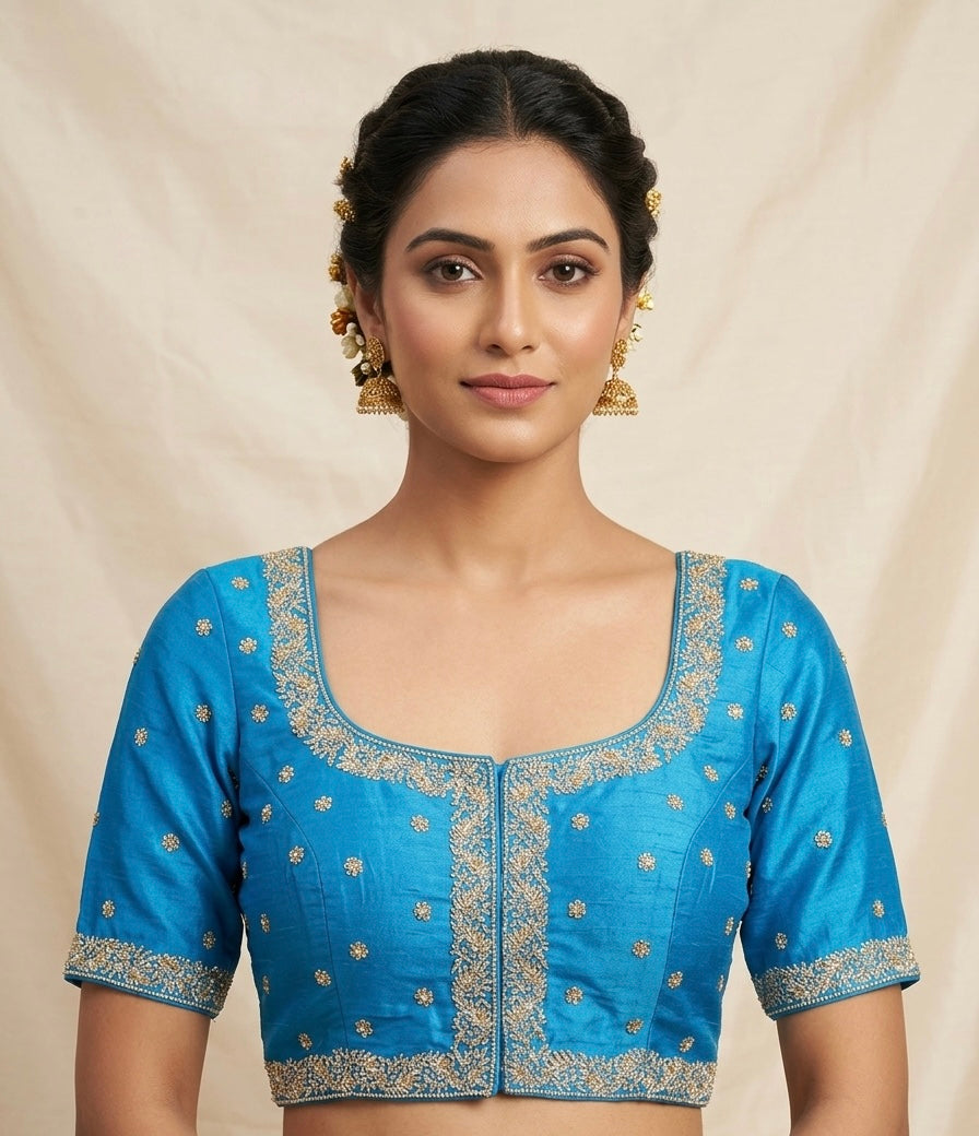 Silver heavy embroidery blouses