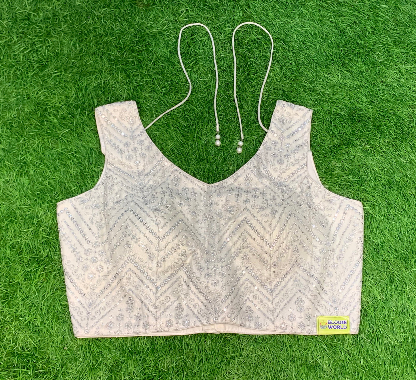 Silver sequence sleeveless blouse