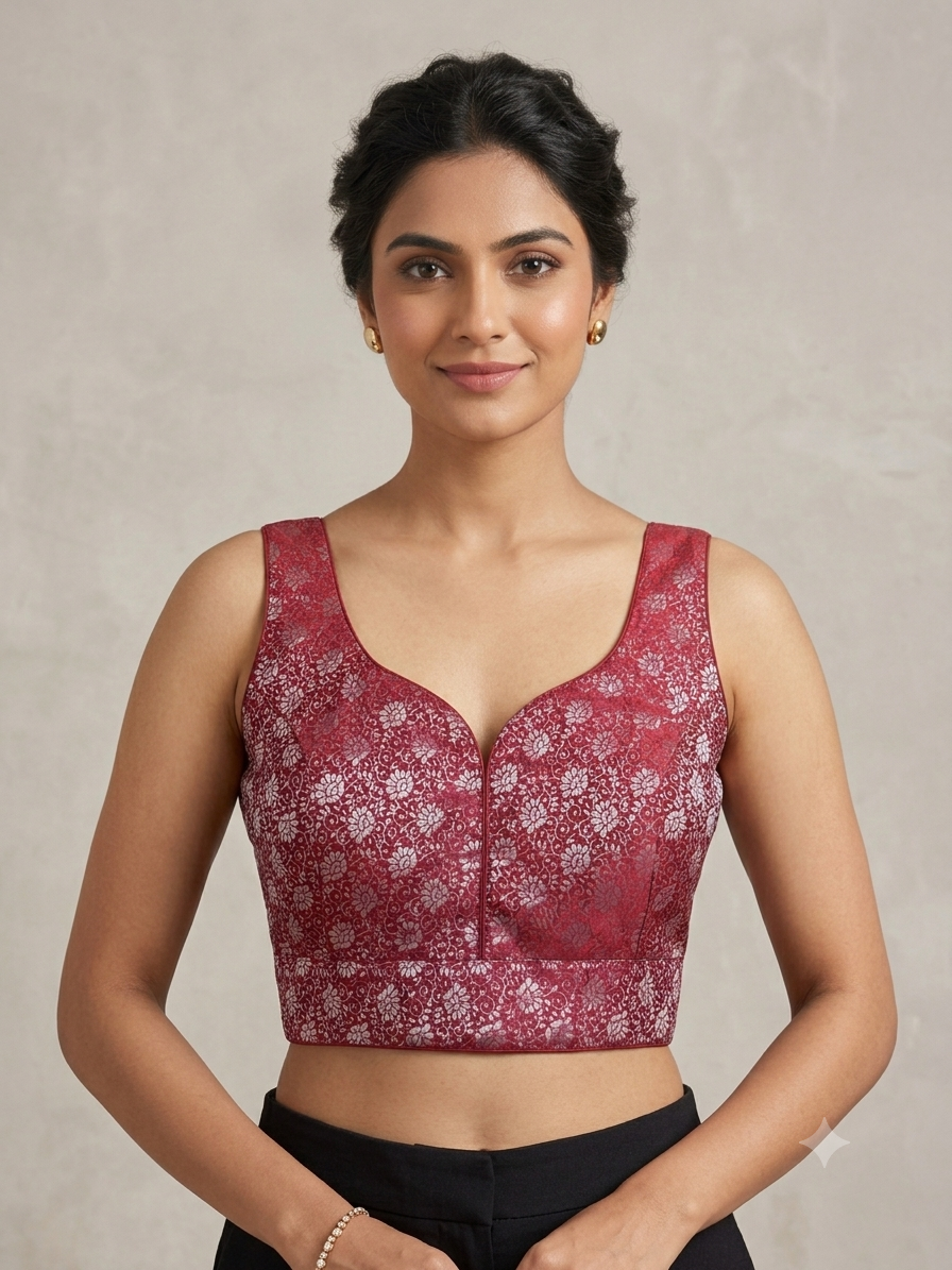 Sleeveless banaras blouse(inside hands available)