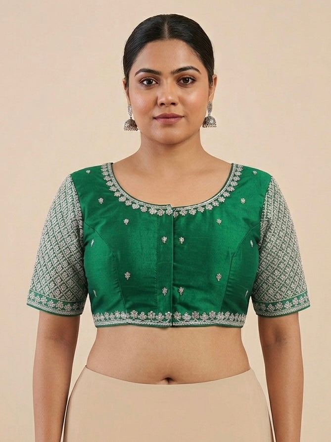 Silver Embroidery work blouse