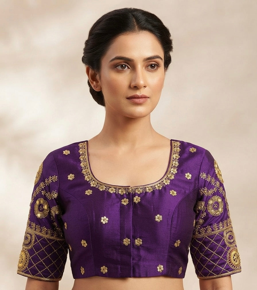 Purple maggam work blouse